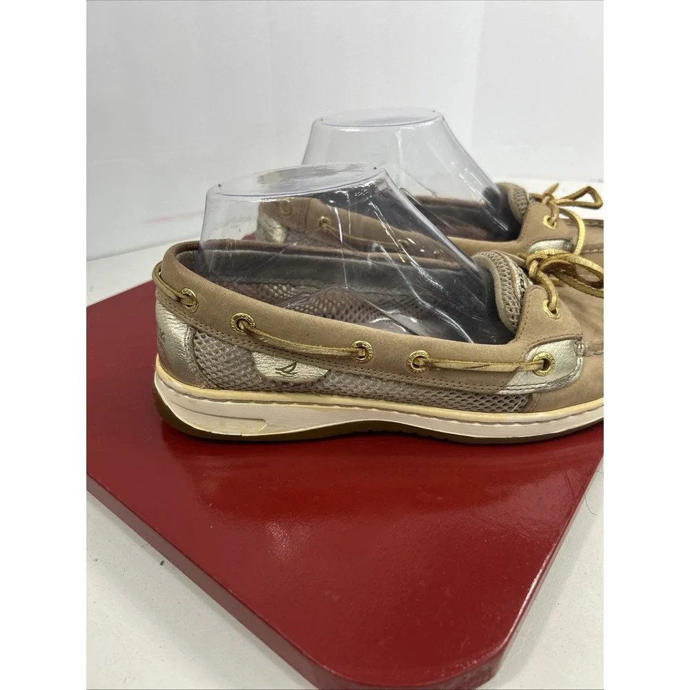 Sperry Womens Authentic Original 9104090 Metallic Gold Trim Boat Shoes Size 7‎